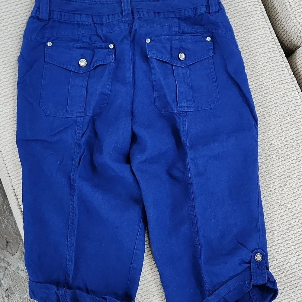Blue Cropped Pants with Drawstring, INC, Size 6